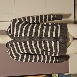 ☃️Old Navy Waffle Zip Hoodie in Grey White Stripe